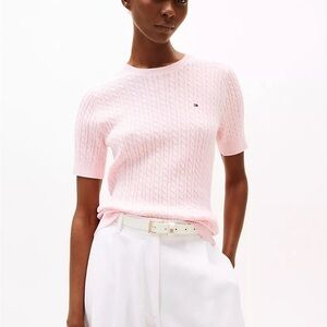 Tommy Hilfiger Pink Ribbed Short Sleeve T-Shirt